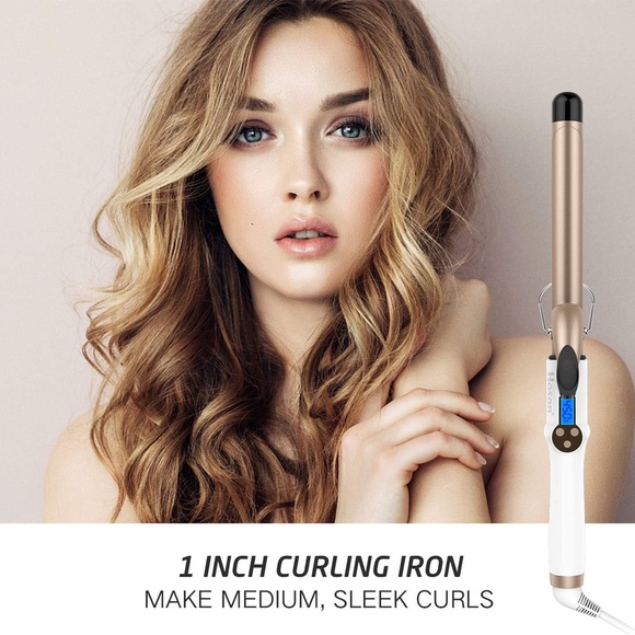 Hoson 1” Ceramic Tourmaline Curling Iron w/LCD Display and 9 Heat Settings - Picture 2 of 6